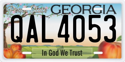 GA license plate QAL4053