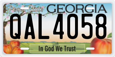 GA license plate QAL4058