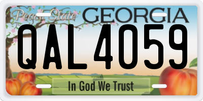 GA license plate QAL4059