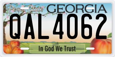 GA license plate QAL4062