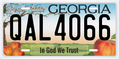 GA license plate QAL4066