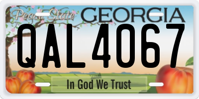 GA license plate QAL4067