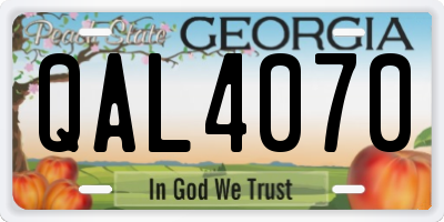 GA license plate QAL4070