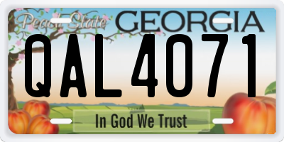 GA license plate QAL4071