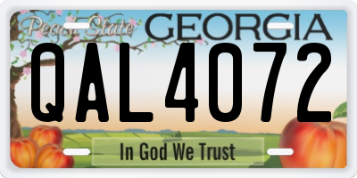 GA license plate QAL4072