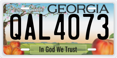 GA license plate QAL4073