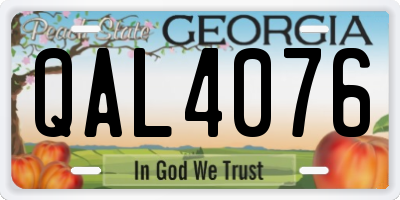 GA license plate QAL4076