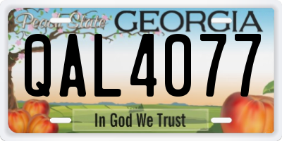 GA license plate QAL4077