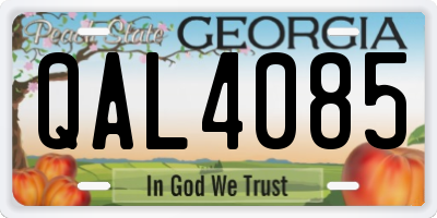 GA license plate QAL4085