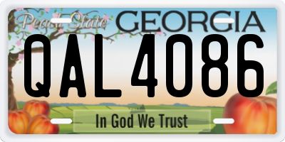 GA license plate QAL4086