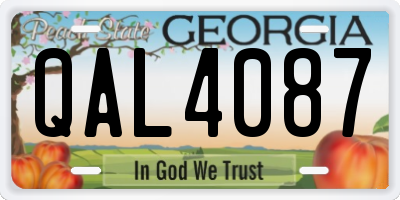 GA license plate QAL4087