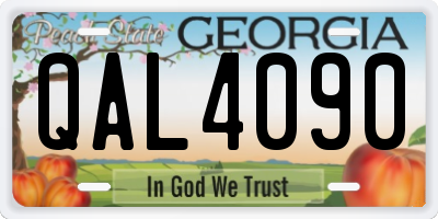 GA license plate QAL4090