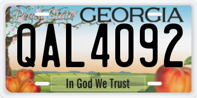 GA license plate QAL4092