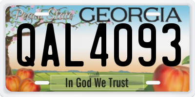 GA license plate QAL4093