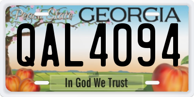 GA license plate QAL4094