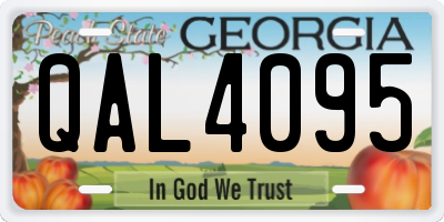 GA license plate QAL4095