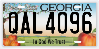 GA license plate QAL4096