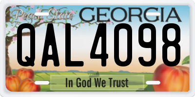 GA license plate QAL4098