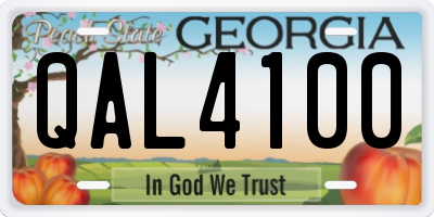 GA license plate QAL4100