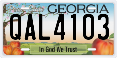 GA license plate QAL4103