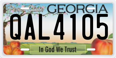 GA license plate QAL4105