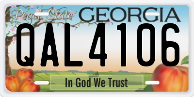 GA license plate QAL4106