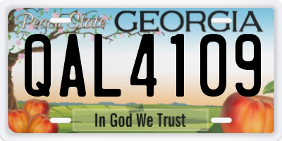 GA license plate QAL4109