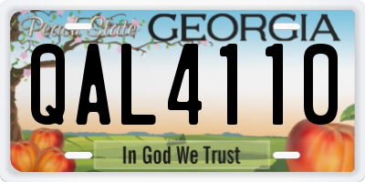 GA license plate QAL4110