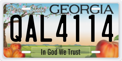 GA license plate QAL4114