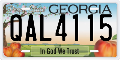 GA license plate QAL4115