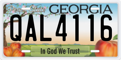 GA license plate QAL4116