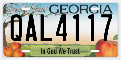 GA license plate QAL4117