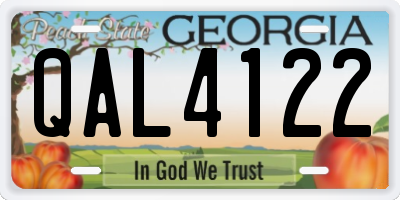 GA license plate QAL4122