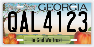 GA license plate QAL4123