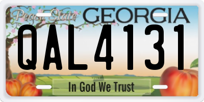 GA license plate QAL4131