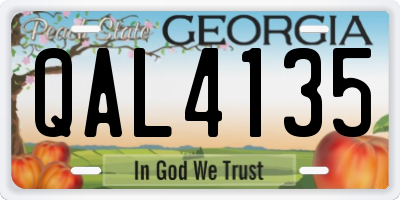 GA license plate QAL4135