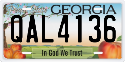 GA license plate QAL4136