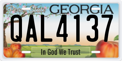 GA license plate QAL4137