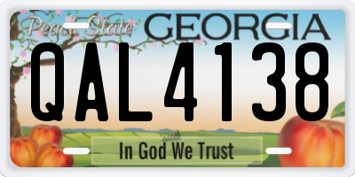 GA license plate QAL4138