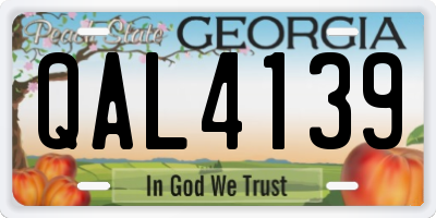 GA license plate QAL4139