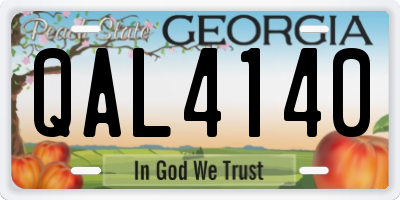 GA license plate QAL4140