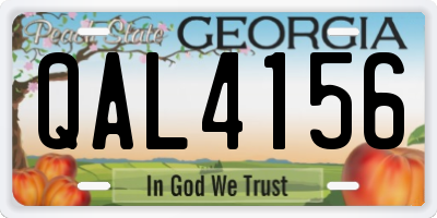 GA license plate QAL4156