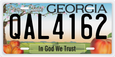 GA license plate QAL4162