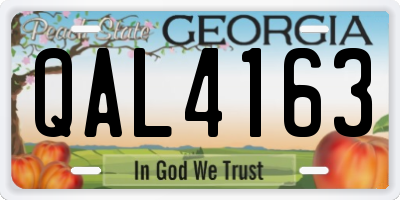 GA license plate QAL4163