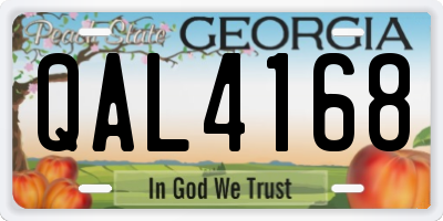 GA license plate QAL4168