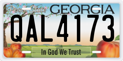 GA license plate QAL4173