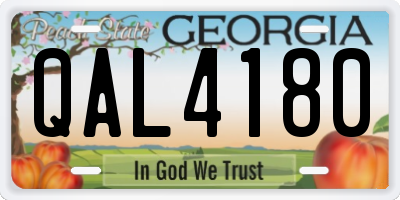 GA license plate QAL4180