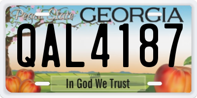 GA license plate QAL4187