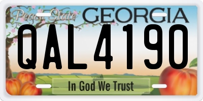 GA license plate QAL4190