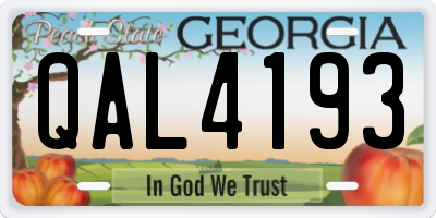 GA license plate QAL4193